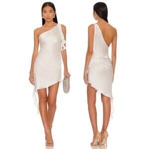 Amanda Uprichard Thea Mini Dress One Shoulder Ruffle Bridal Party Graduation M